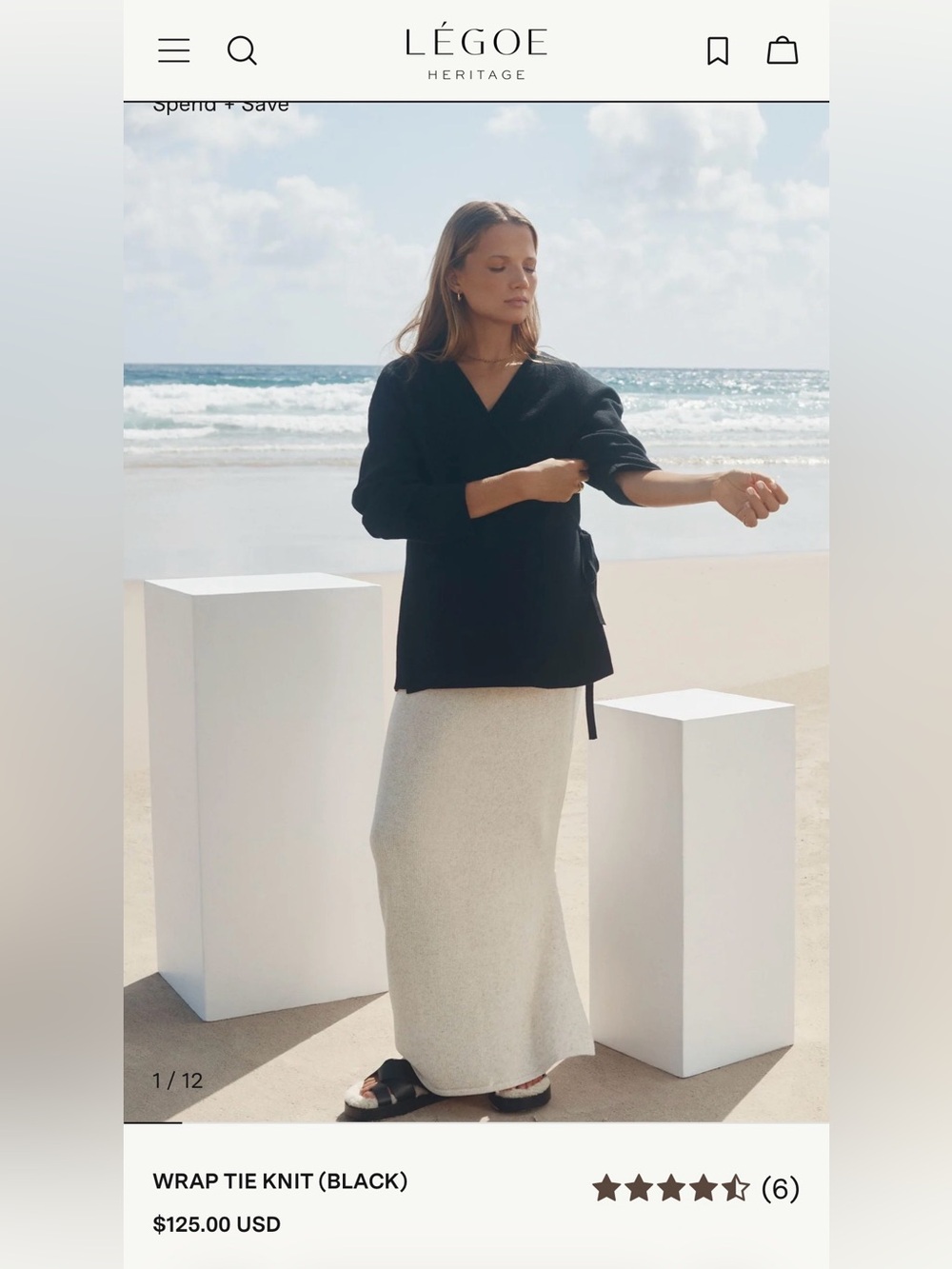 Heritage Black Knit Wrap Top